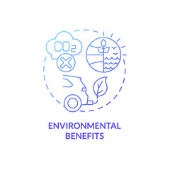 Environmental benefits blue gradient concept icon. Renewable energy generation sources abstract idea thin line illustration. Isolated outline drawing. Roboto-Medium, Myriad Pro-Bold fonts used