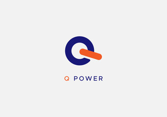 Modern Stylish Q Power Letter Logo Type Design Abstract flat minimalist vector Template