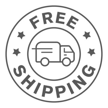 Line icon free shipping delivery truck icon, sign, symbol isolated on white background. vector design, 
