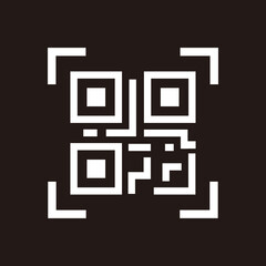 Scanning QR code on phone screen icon, for interface concept elements, app ui ux web with black background
