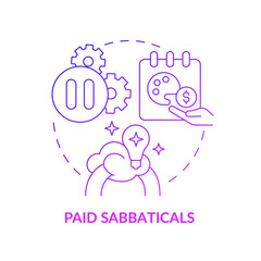 Salaried sabbaticals concept icon. Retraining leave. Compensated employee travelling abstract idea thin line illustration. Isolated outline drawing. Roboto-Medium, Myriad Pro-Bold fonts used