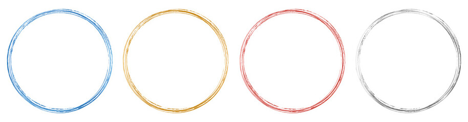 set of vector round brush painted ink stamp banners	
