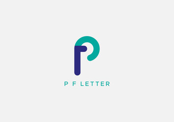 Modern P F Letter Logo Type Design Abstract flat minimalist vector Template