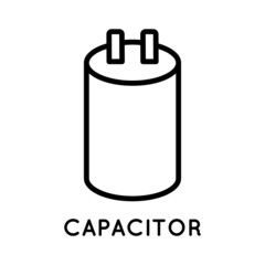 Capacitor line icon, an electronic device designed to store the energy of an electric field, in a simple style isolated on white background. Vector sign in simple style isolated on white background