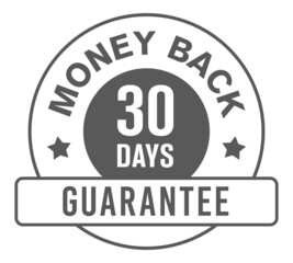 Simple minimalist style 30 days money-back guarantee badge isolated on white background. vector design. 
