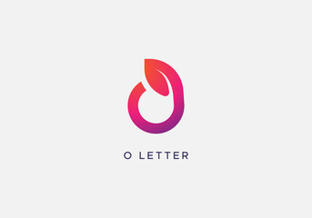 Modern O Letter Natural Tree Leaf Logo Type Design Abstract flat minimalist vector Template