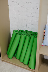 lots of green yoga mats