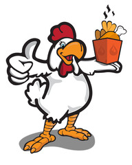Fast Food Chicken Mascot Vector Illustration – Holding Snack Box