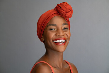 Beautiful african american woman with red headband