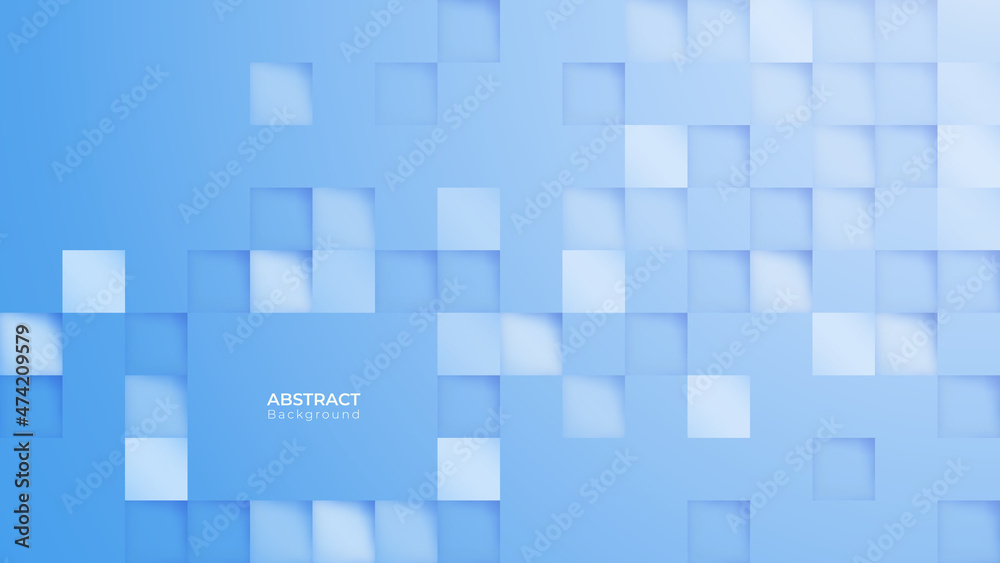 Poster abstract 3d modern square background. blue sky geometric pattern texture. vector art illustration