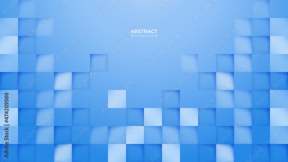 Aufkleber abstract 3d modern square background. blue sky geometric pattern texture. vector art illustration