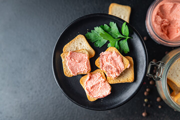 smorrebrod capelin caviar roe sandwich healthy meal diet snack on the table copy space food background rustic vegetarian food no meat pescetarian diet