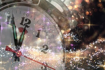 Fototapeta na wymiar New Year's Eve 2022 Celebration Background with a clock