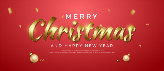 Calligraphy merry christmas on banner with festive decoration suitable for christmas