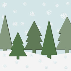 illustration of Christmas tree snow winter
