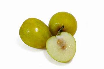 Jujube, Indian jujube monkey apple, green balls pile was similar to green apple on white background