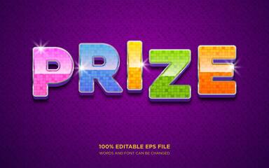 Prize 3D editable text style effect	