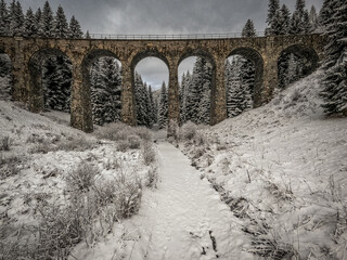 A view of Chmarossky viaduct in Telgart village in Slovakia