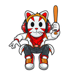 Urban cat ninja cartoon character