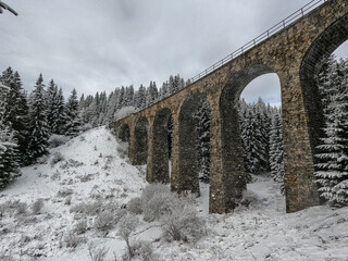 A view of Chmarossky viaduct in Telgart village in Slovakia