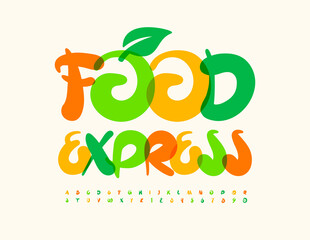 Fototapeta premium Vector Playful Sign Food Express. Colorful Modern Font. Watercolor Alphabet Letters and Numbers set