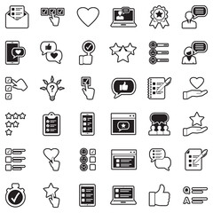Feedback And Review Icons. Line With Fill Design. Vector Illustration.
