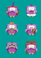 Fotobehang set of owls with emotions © Semih