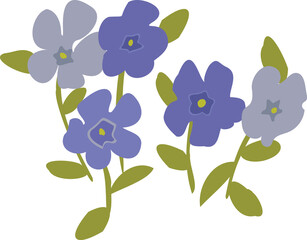 A few periwinkle flower group vector illustration