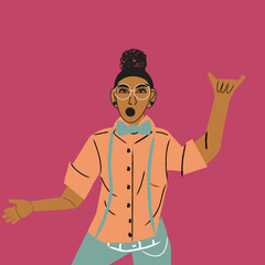 lesbian woman rocking out in a bowtie