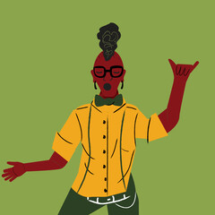 Older lesbian woman rocking out in a bowtie