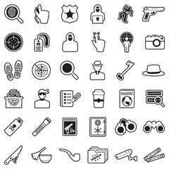 Detective Icons. Line With Fill Design. Vector Illustration.