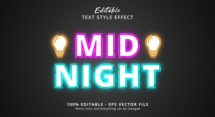 Mid Night Neon Editable Text Effect