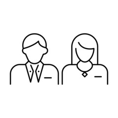 Businessman, businesswoman black line icons set . Default profile avatar. Trendy flat isolated symbol, sign for: illustration, outline, logo, mobile, app, design, web, dev, ui, ux. Vector EPS 10