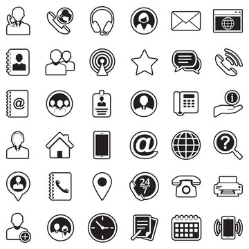 Contact Icons. Line With Fill Design. Vector Illustration.