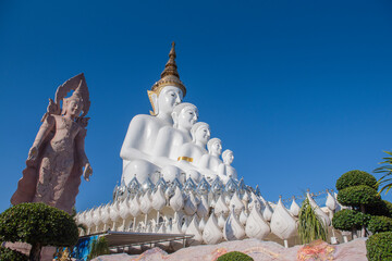 Five white Buddha statue at Wat Pha Sorn Kaew. Wat Pha Sorn Kaew or Wat Phra Thart Pha Kaew is a buddhist monastery and temple in Khao Kho District, Phetchabun, Thailand