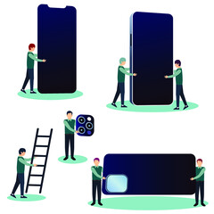 Mobile phone composition vector design illustration 02
