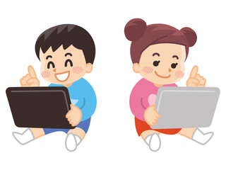 タブレットを使う子供