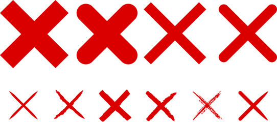 Fototapeta na wymiar delete sign graphic design. reject incorrect sign set design. cancel symbol mark. red cross x icon. no wrong symbol