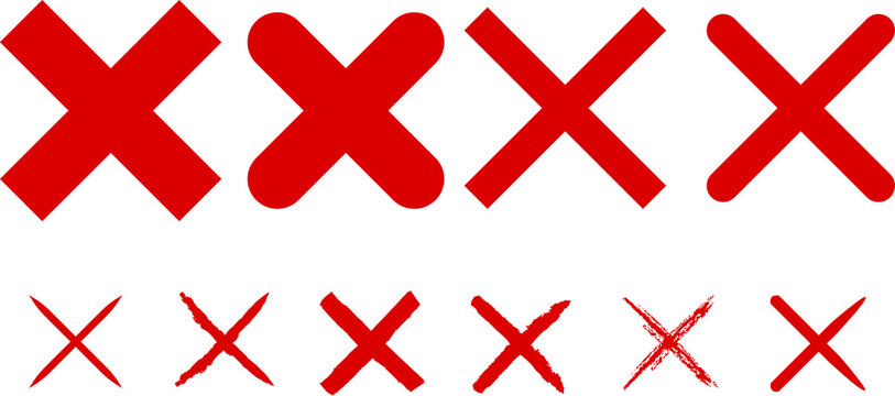 red cross x icon. no wrong symbol. delete sign. graphic design