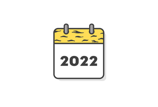 虎柄の2022年のカレンダー - 寅年・新年・年始イメージ素材
