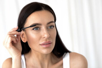 Decorative cosmetics, nude makeup and beauty lessons at home during self-isolation