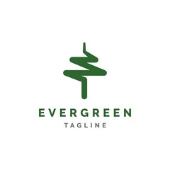 Evergreen pine tree logo design illustration vector template