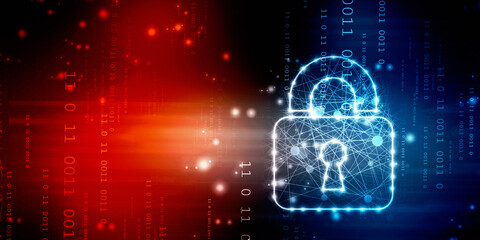 2d illustration Safety concept: Closed Padlock on digital background
