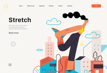 Runners - a woman running and exercising outside, website template