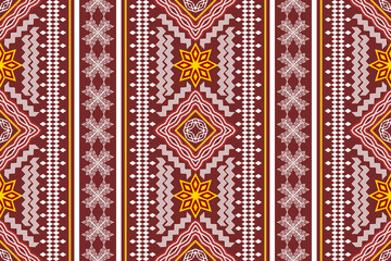 Beautiful geometric ethnic oriental art pattern traditional. Design for carpet,wallpaper,clothing,wrapping,batik,fabric,Vector illustration. Figure tribal embroidery style.