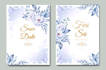 beautiful leaves wedding invitation card set watercolor