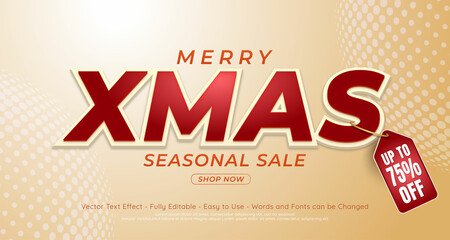 Editable Text Merry Christmas suitable for Christmas and new year banner promotion