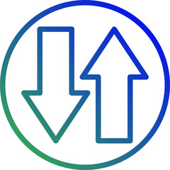 Vector arrow gradient icon, sign and symbol 64x64 Pixel, white background