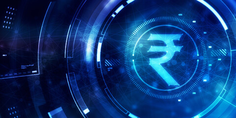 Rupee currency . 2D rendering illustration