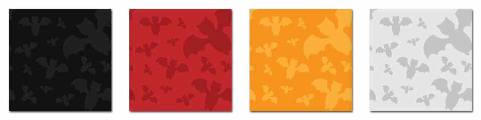 Set of patterns with bats cats of different colors. Vector collection